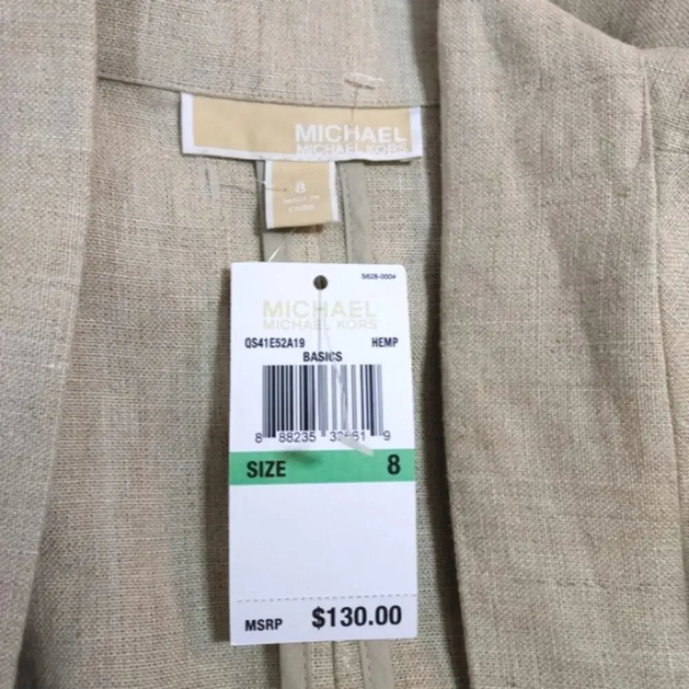 New Michael Kors Hemp Linen asymmetrical jacket NWT 8